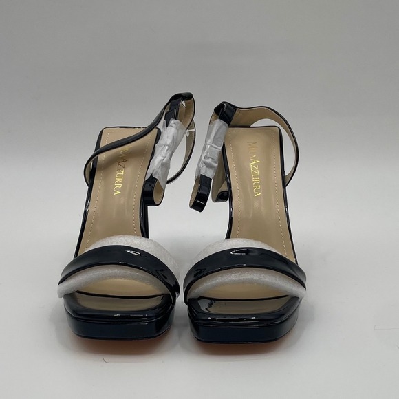 Miraazzurra Black Patent Platform‎ Chunky Heel Open Ankle Strap Womens Size 7.5 - Picture 2 of 10